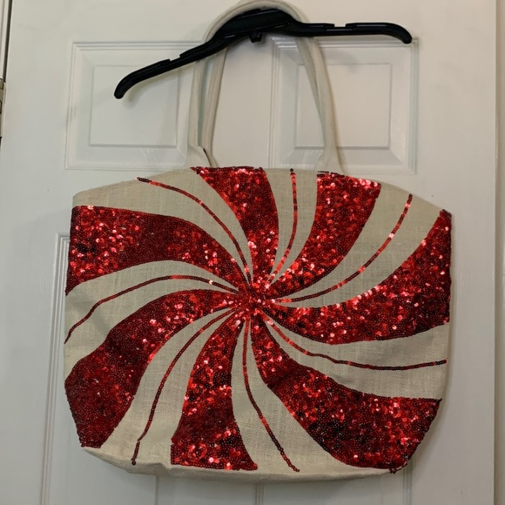 Red Sequin Spiral Tote Bag - Women
